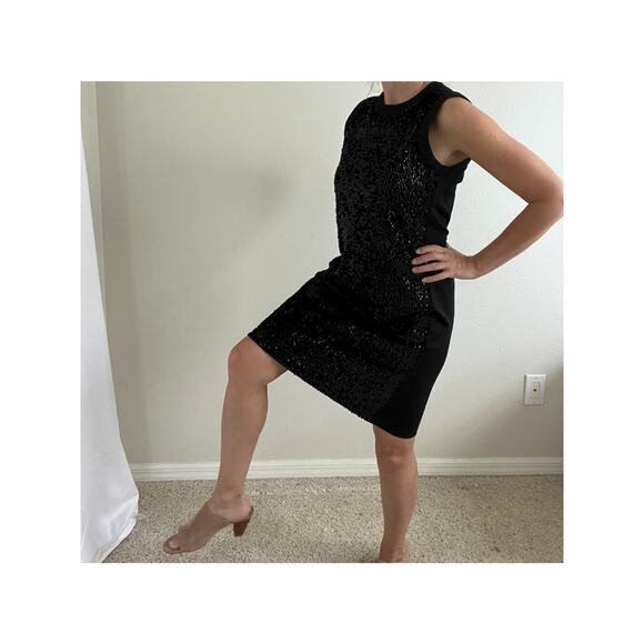 🖤 Sparkle & Sway – J. McLaughlin Sequin Little Black Dress - Picture 4 of 10
